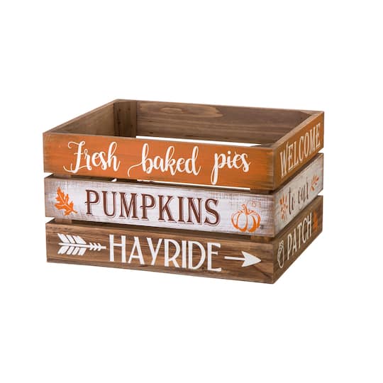 Glitzhome® Wooden Pumpkin Crate Set